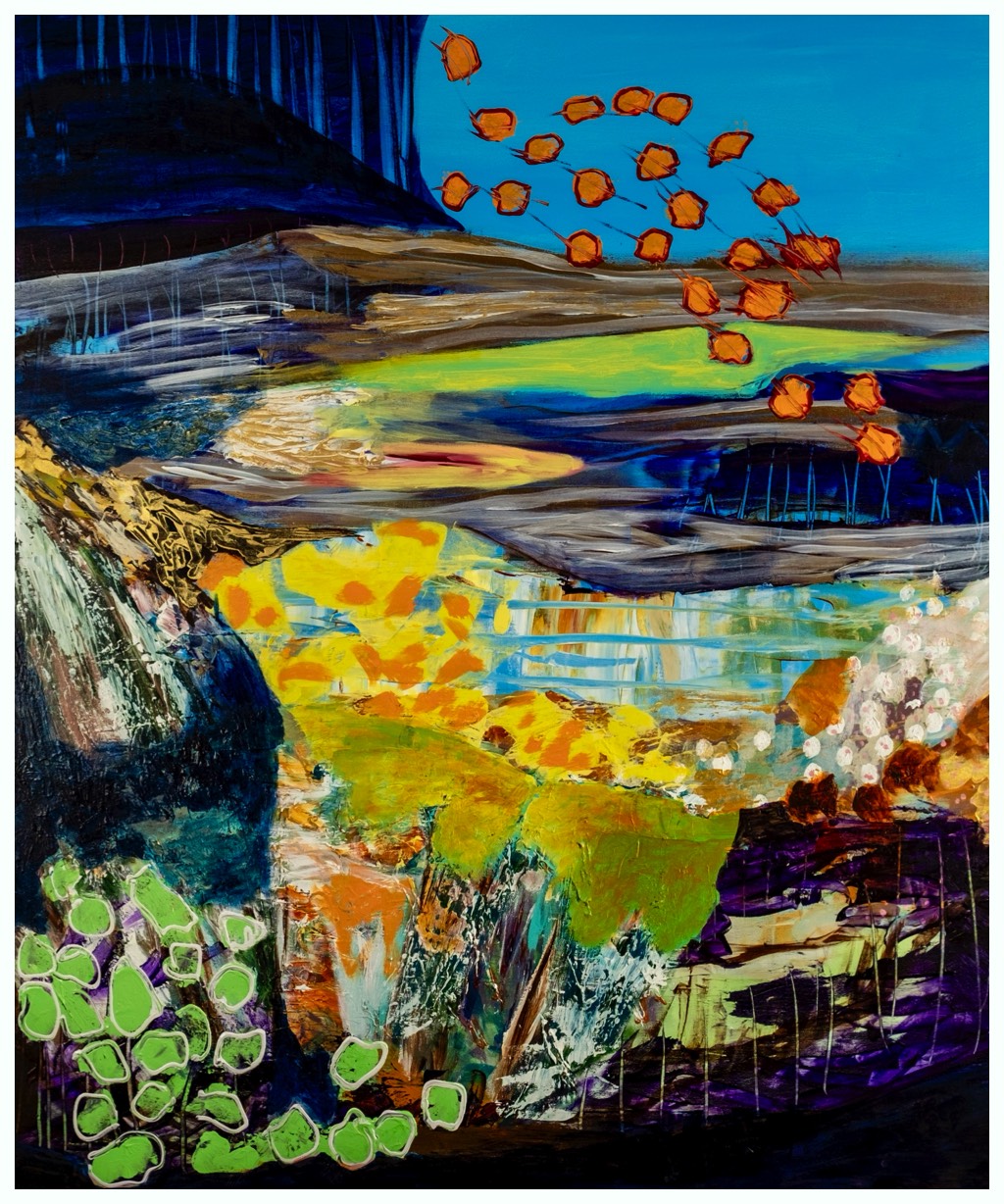 Forårsfest hos de underjordiske 120 x 100 cm  6500 kr
